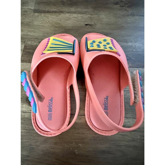 Mini Melissa Mia Fabula Coral Orange Yellow Blue Butterfly Sandals Slingbacks 9 - Picture 9 of 10